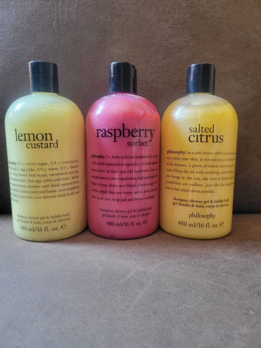 Philosophy Three Bottles Of  3-in-1  Shower Gel/Shampoo/Bubble Bath